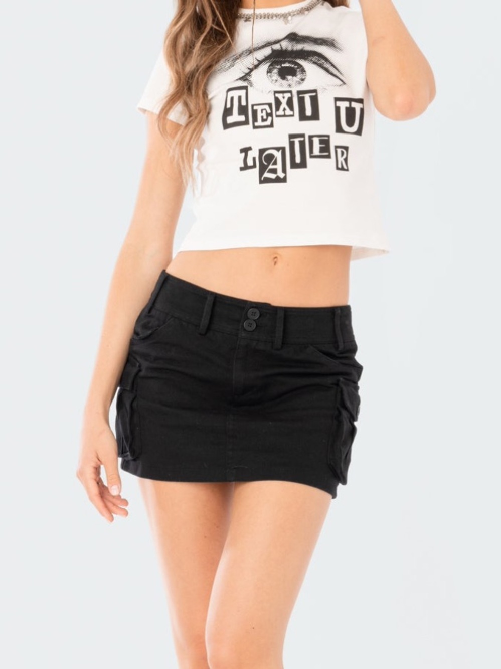 Edikted Black Cargo Mini Skirt